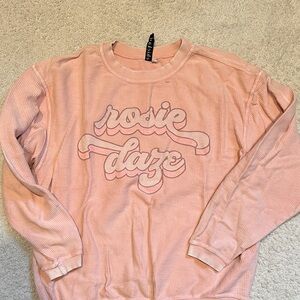 Rosie Daze Pink Corded Crew